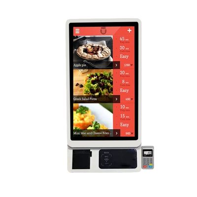Kiosque en libre-service Écran tactile 32 pouces monté sur le mur avec imprimante de 80 mm QR Scanner de code à barres