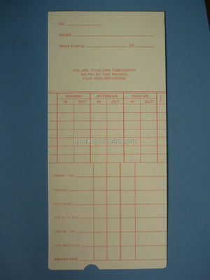 50 pièces/paquet Cartes de temps pour l'enregistreur de temps C050 Cartes de paie mensuelles